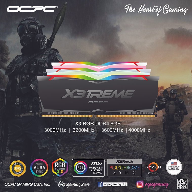 OCPC X3TREME RGB 16GB (8GB x 2) DDR4 3200MHz UDIMM WHITE view 2