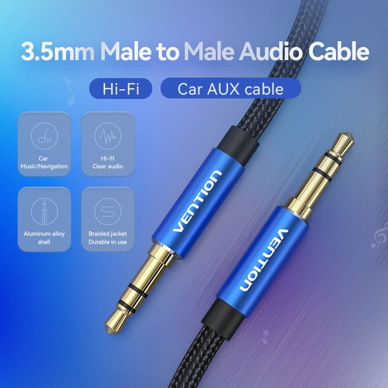 Vention BAWLJ Cotton Braided 3.5mm Male to Male Audio Cable 5M Blue Aluminum Alloy Type view 6