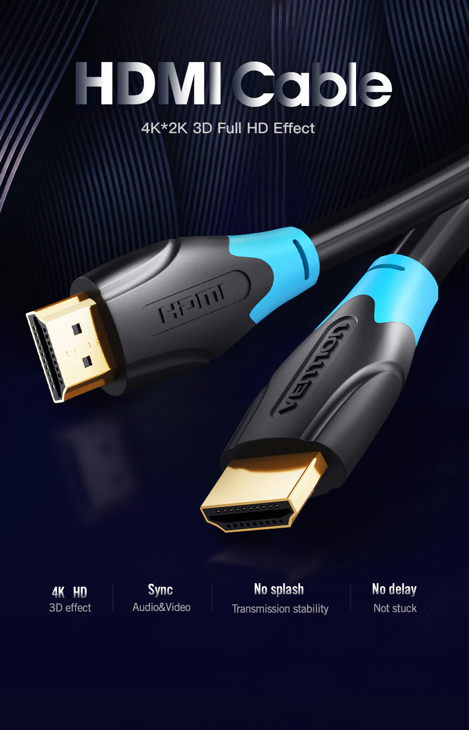 Vention AACBJ HDMI Cable 5M CCS 4K @ 60Hz view 3