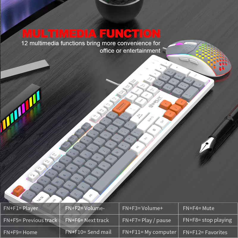 Inplay STX380 Keyboard Mouse Combo | WHITE GREY MIX view 2