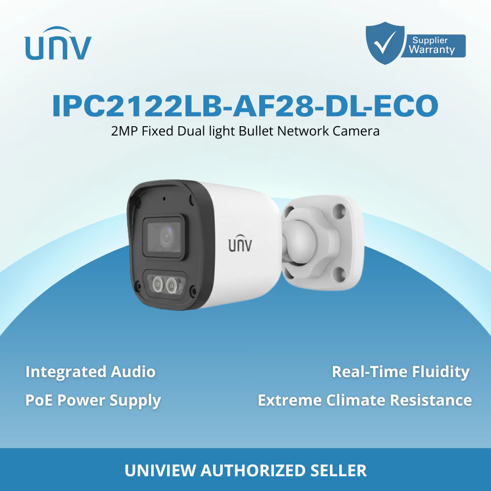 Uniview IPC2122LB-AF28-DL-EC 2mp ColorHunter Fixed Dual-light Bullet Network Camera view 2
