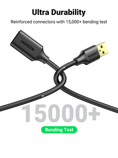 UGREEN (US129 /10368) USB 3.0 A Male To Female Extension Cable BLACK 1M