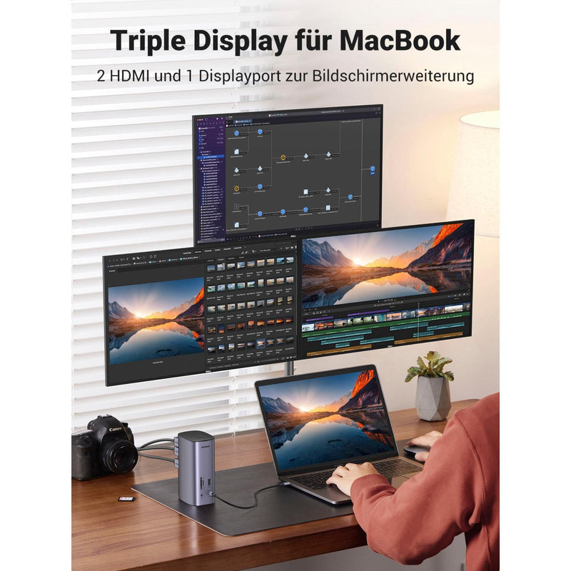 UGREEN Docking Station Triple Display, 12-in-1 USB C 8K MacBook Docking Station (CM555/90325) view 3