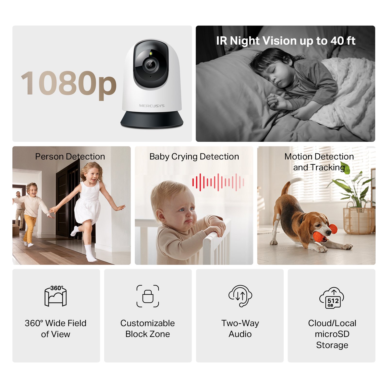 Mercusys MC200 Pan/Tilt Home Security Wi-Fi Camera view 2