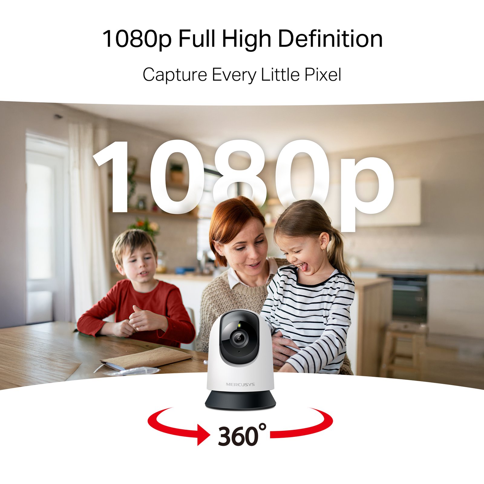 Mercusys MC200 Pan/Tilt Home Security Wi-Fi Camera view 3