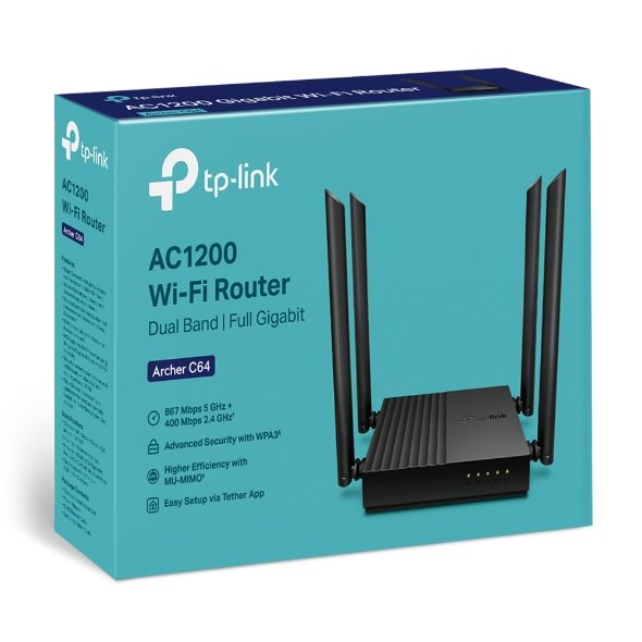 TP-Link Archer C64 AC1200 Wireless Mu-Mimo Gigabit Router view 4