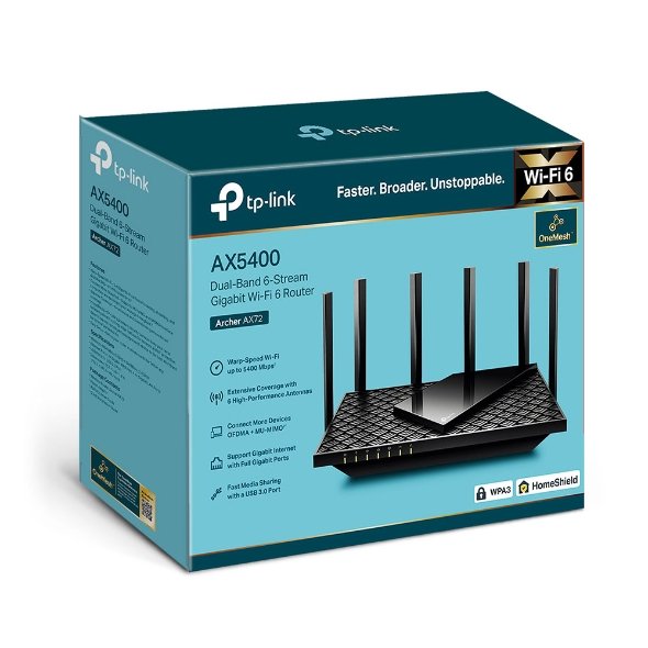 TP-Link Archer AX72 AX5400 Dual-Band 6-Stream Gigabit Wifi 6 Router view 4