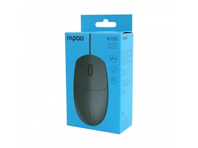 RAPOO N100 Wired Optical USB Mouse BLACK view 3