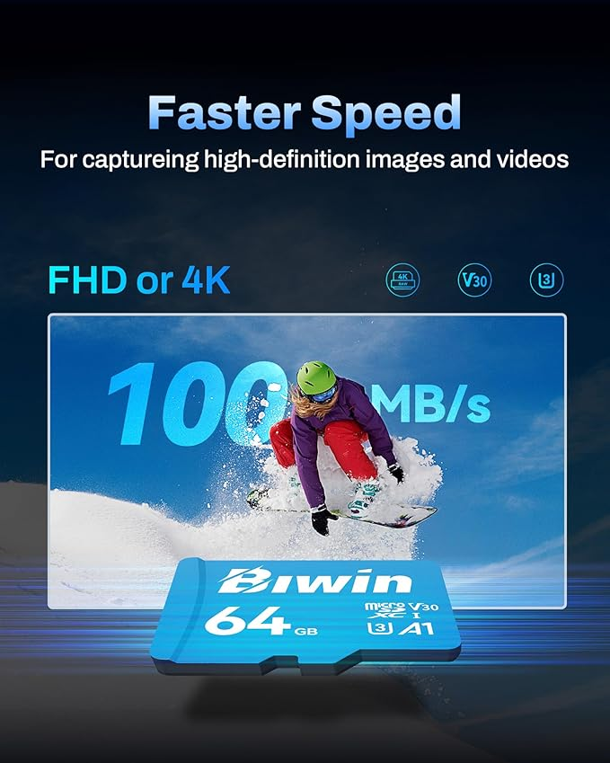 Biwin MS100 / BMMS100064G-RGX 64GB microSD UHS-I Memory Card view 3