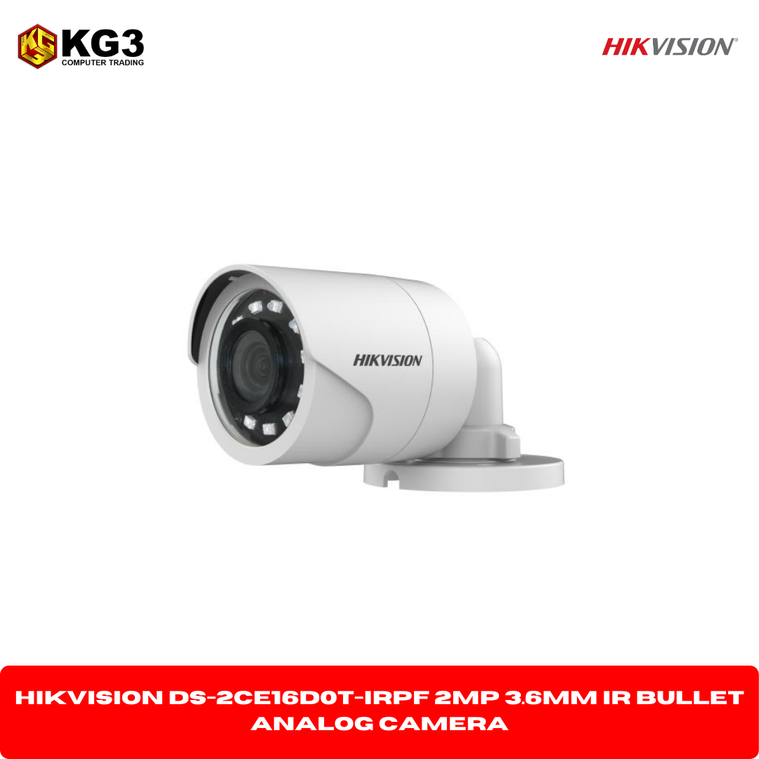 Hikvision DS-2CE16D0T-IRPF 2MP 3.6mm IR Bullet Analog Camera