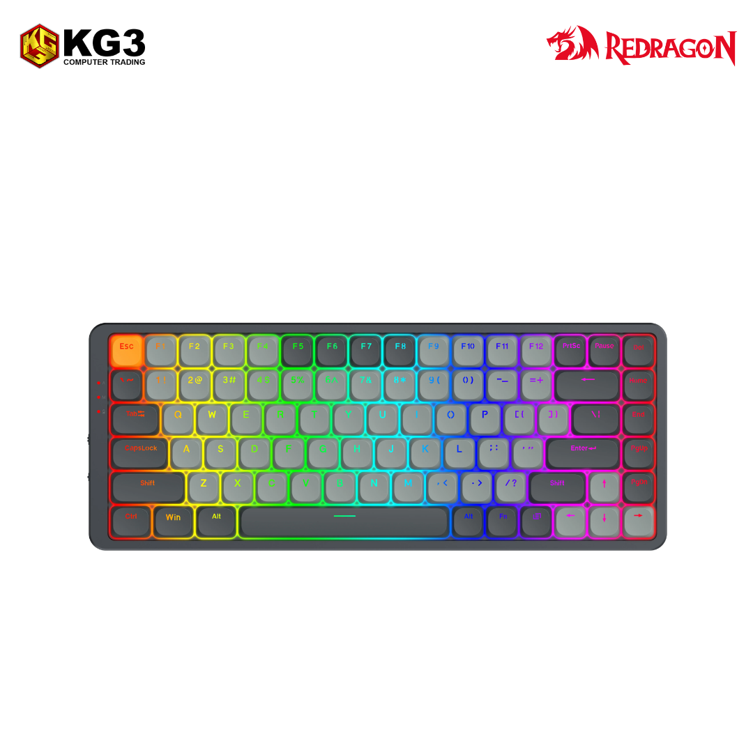 Redragon Azure 75% Low-Profile RGB Wireless Mechanical Keyboard (Grey) (Dust-Proof Red Switch) (K652GG-RGB-Pro)